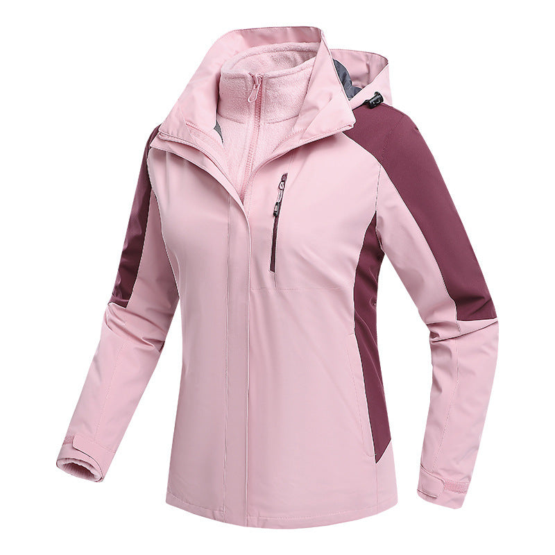 Waterproof three-in-one fleece-lined thick jacket