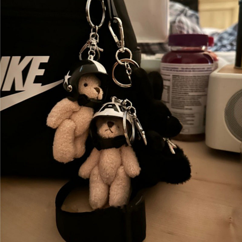 Key Chain Motorcycle Helmet Bear Pendant Plush