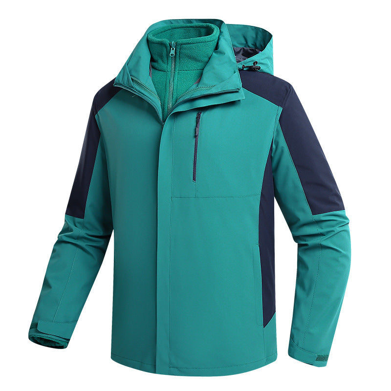 Waterproof three-in-one fleece-lined thick jacket