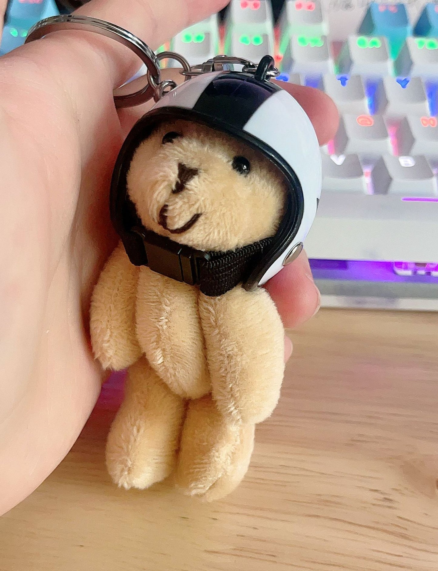 Key Chain Motorcycle Helmet Bear Pendant Plush