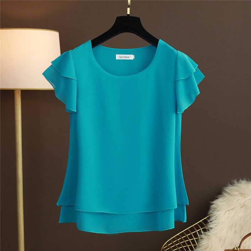 Women Chiffon Top T-shirt Loose-fitting Western Style Blouse