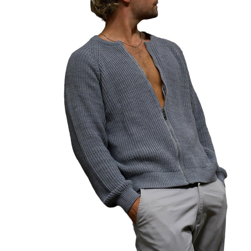 Men's zip men's knitted jacket