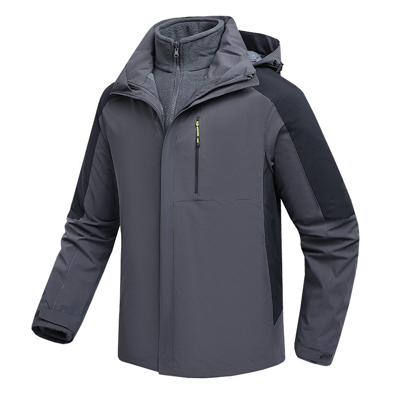 Waterproof three-in-one fleece-lined thick jacket