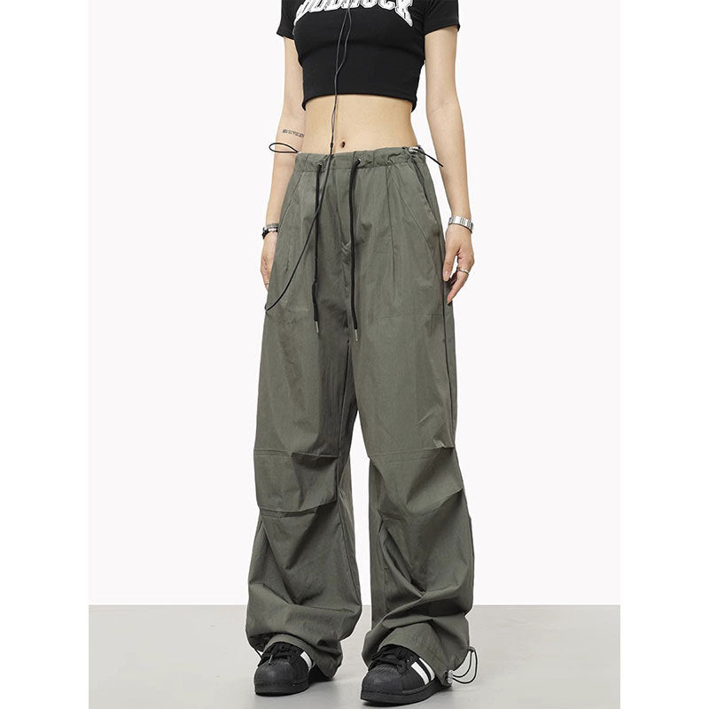 Women Drawstring Elastic Waist Casual Charging Sports Trousers