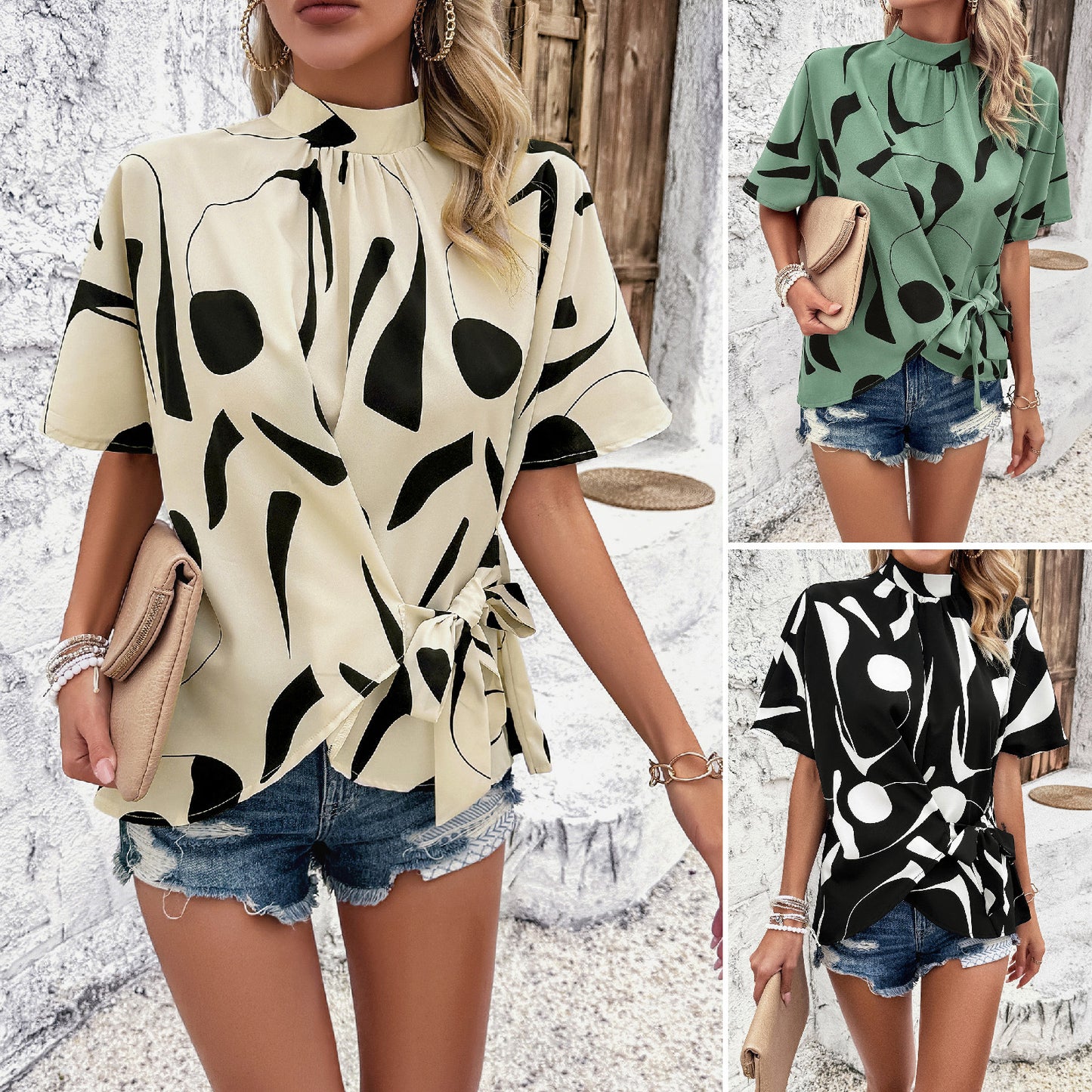 Women's shirt loose print top