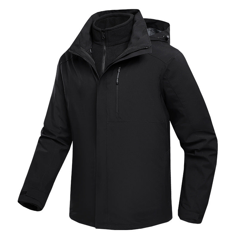 Waterproof three-in-one fleece-lined thick jacket