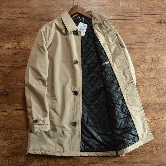 Herren Steppmantel zum Warmhalten Mittellanger Trenchcoat