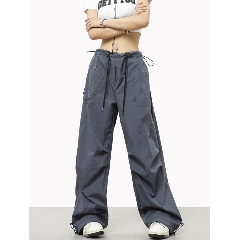 Women Drawstring Elastic Waist Casual Charging Sports Trousers