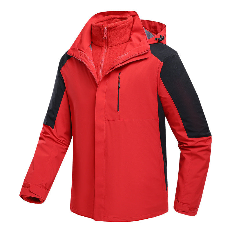 Waterproof three-in-one fleece-lined thick jacket