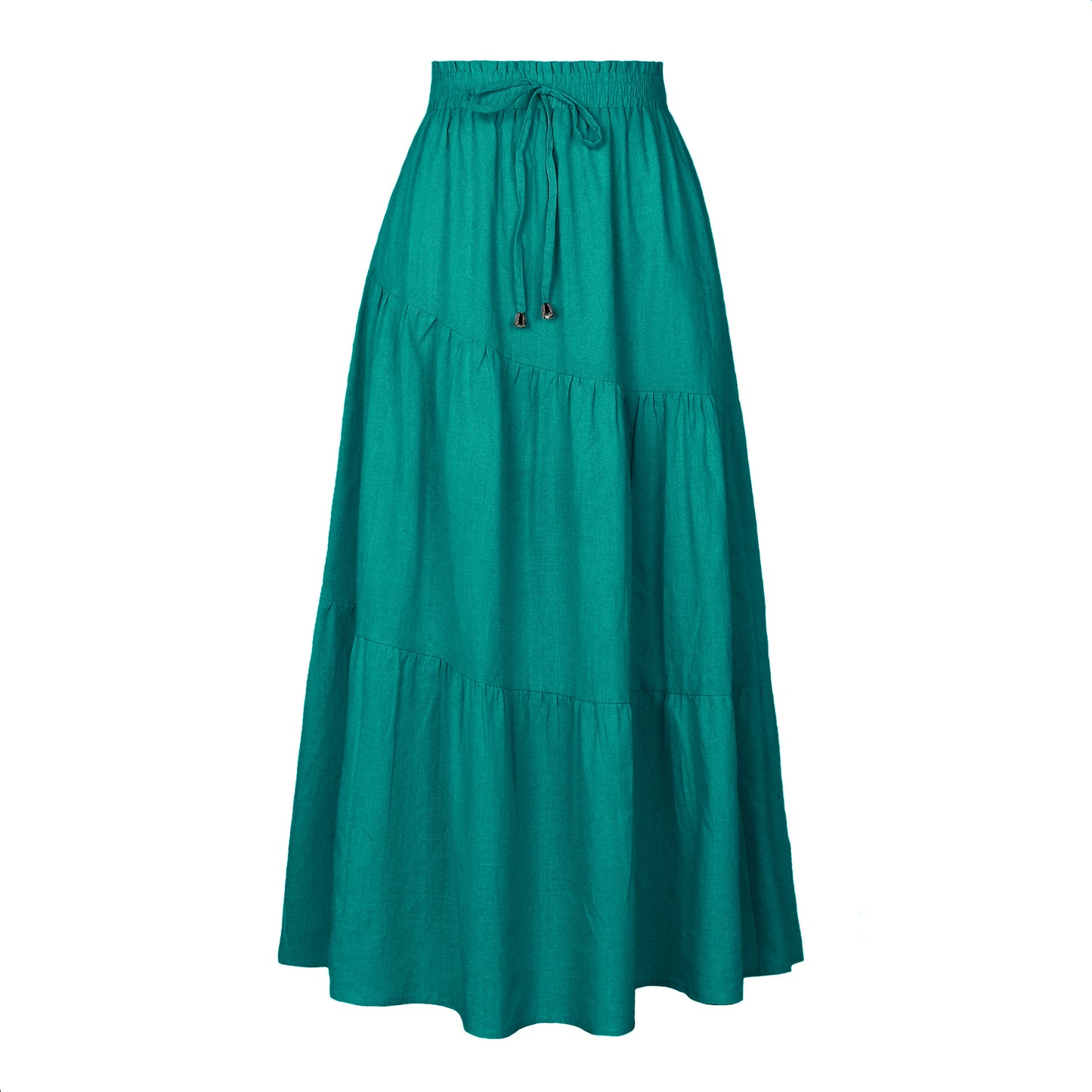 Women's High Waist Long Skirt Elastic Waist