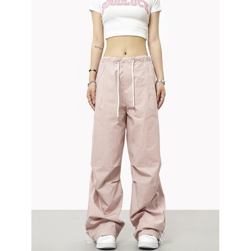 Women Drawstring Elastic Waist Casual Charging Sports Trousers