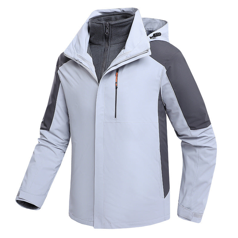 Waterproof three-in-one fleece-lined thick jacket