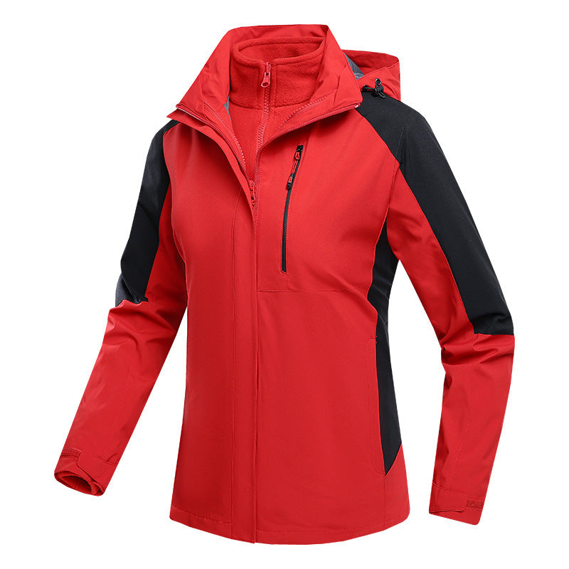 Waterproof three-in-one fleece-lined thick jacket