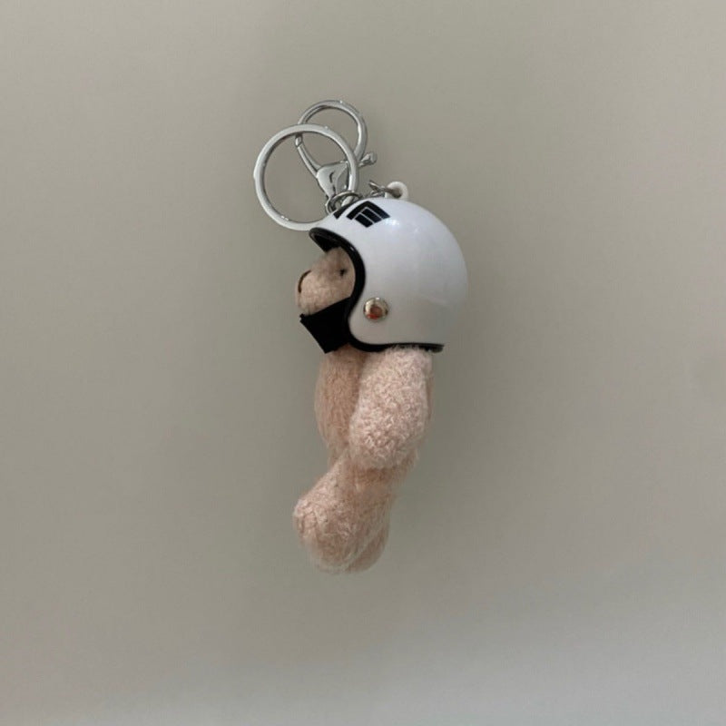 Key Chain Motorcycle Helmet Bear Pendant Plush