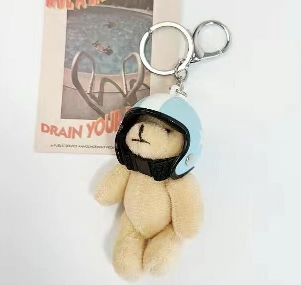 Key Chain Motorcycle Helmet Bear Pendant Plush