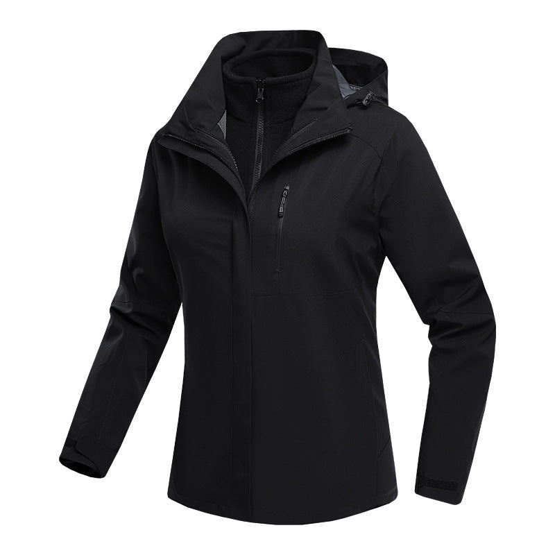 Waterproof three-in-one fleece-lined thick jacket