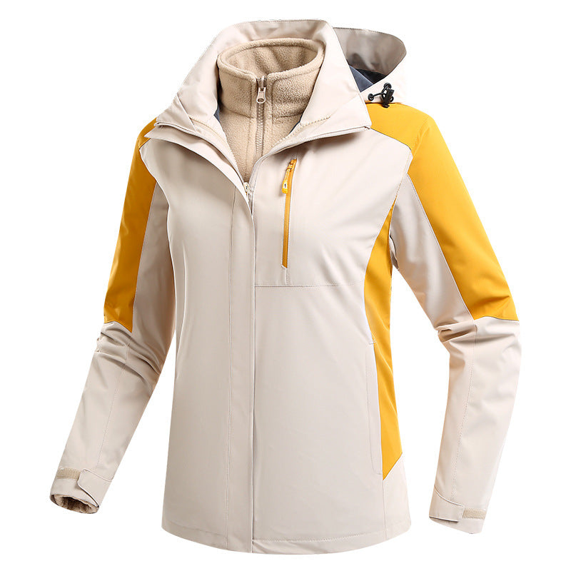 Waterproof three-in-one fleece-lined thick jacket