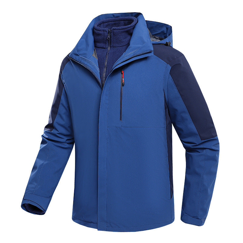 Waterproof three-in-one fleece-lined thick jacket