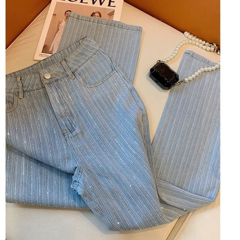 Women's high-waisted ins jeans in light blue