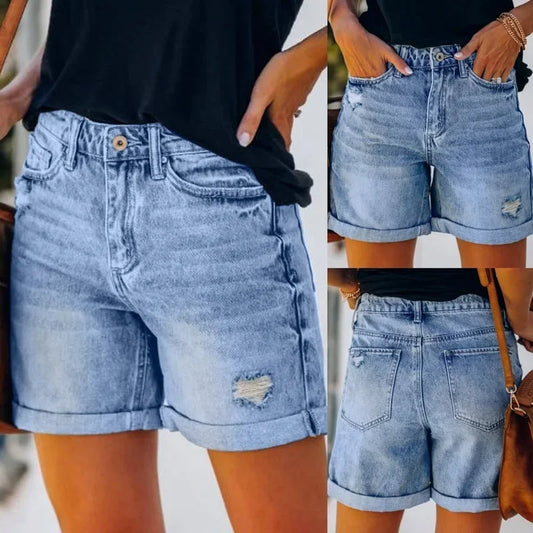 Short en Denim grande taille pour femmes, Style indien, décontracté, ample, élastique, taille haute, jambes larges, droit, court, Streetwear, été, 2023