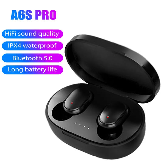 Original A6S Pro TWS Headset Drahtlose Kopfhörer Bluetooth Kopfhörer Sport Stereo Fone Bluetooth Ohrhörer PK E7 E6 i7 i12 Y50 PRO