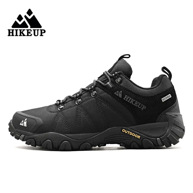 Men HIKEUP Latest Men Hiking Shoe Mesh Breathable Non-slip Outdoor Sneakers Rock Climbing Trekking Hunting Boots Men Suede Leather