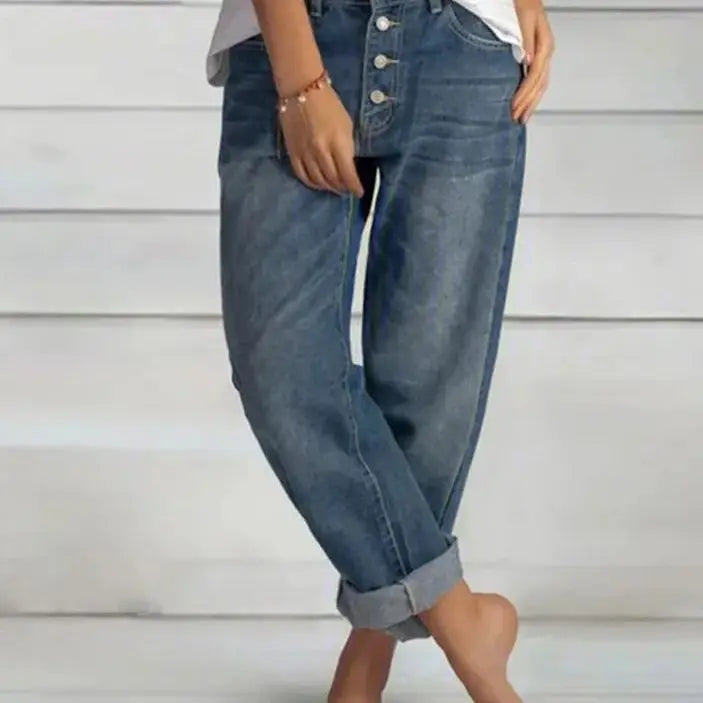 Frauen Jeans 2024 Frühling Übergroßen frauen Denim Hosen Blau Taschen Empire-taille Breite bein Jeans Lose Hosen Weibliche Sommer lässige Mode Dame