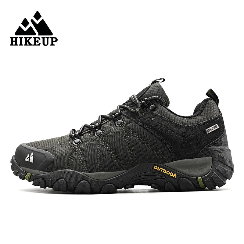 Men HIKEUP Latest Men Hiking Shoe Mesh Breathable Non-slip Outdoor Sneakers Rock Climbing Trekking Hunting Boots Men Suede Leather