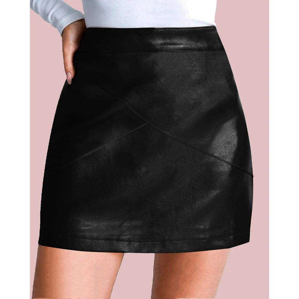 Women Rock 2024 Spring Summer Casual PU Leather Mini Skirts for Women High Waist Short Skirt y2k Streetwear Femme Party Holiday Outfits