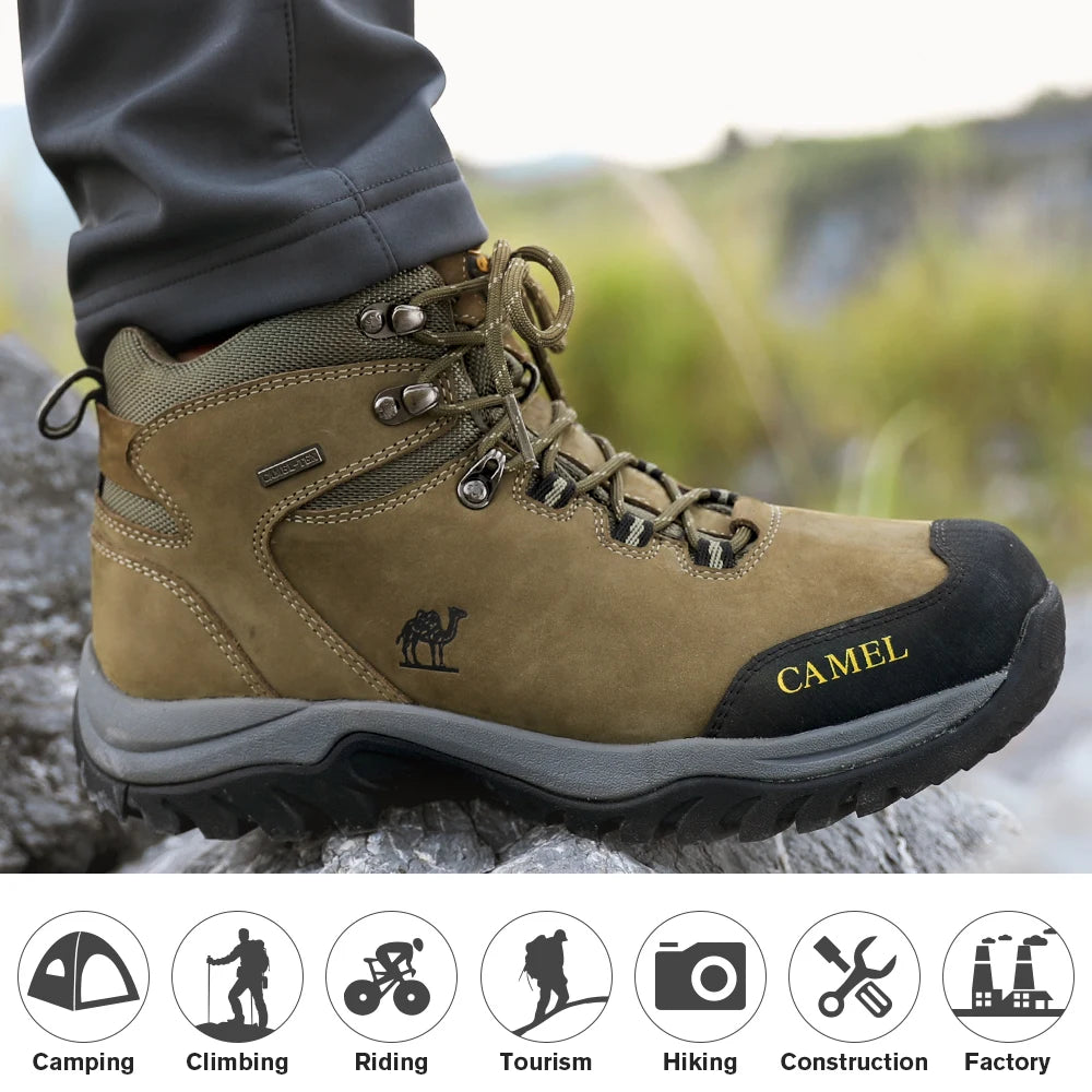 Männer Frauen GOLDEN CAMEL Wasserdichte Wanderschuhe Männer und Frauen Outdoor Anti-Rutsch-Klettern Trekkingschuhe für Männer Leder Wanderstiefel