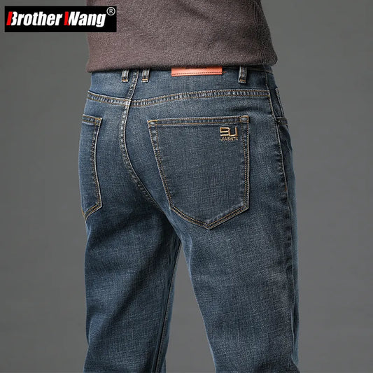 2023 herbst Neue männer Baumwolle Stretch Dünne Jeans Gerade Version Business-Mode Denim Hosen Vintage Blau Marke Hosen Schwarz