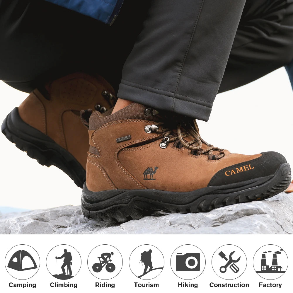 Männer Frauen GOLDEN CAMEL Wasserdichte Wanderschuhe Männer und Frauen Outdoor Anti-Rutsch-Klettern Trekkingschuhe für Männer Leder Wanderstiefel