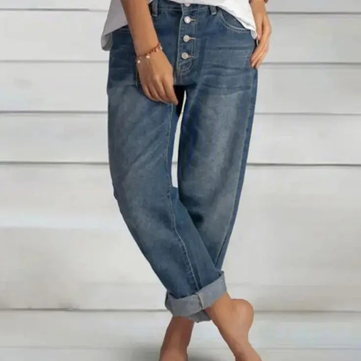 Frauen Jeans 2024 Frühling Übergroßen frauen Denim Hosen Blau Taschen Empire-taille Breite bein Jeans Lose Hosen Weibliche Sommer lässige Mode Dame