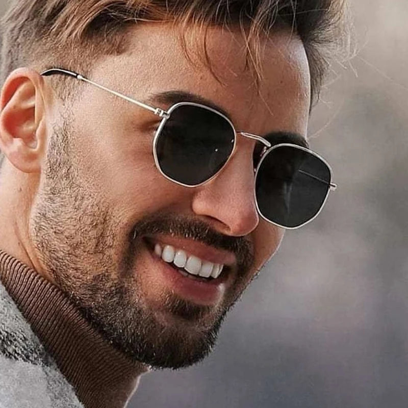 Sonnenbrille Hexagon Sonnenbrille Frauen 2024 Platz Metall Rahmen Marke Designer Sonnenbrille Goggle Fahren Angeln Gläser Männer Zonnebril Mannen