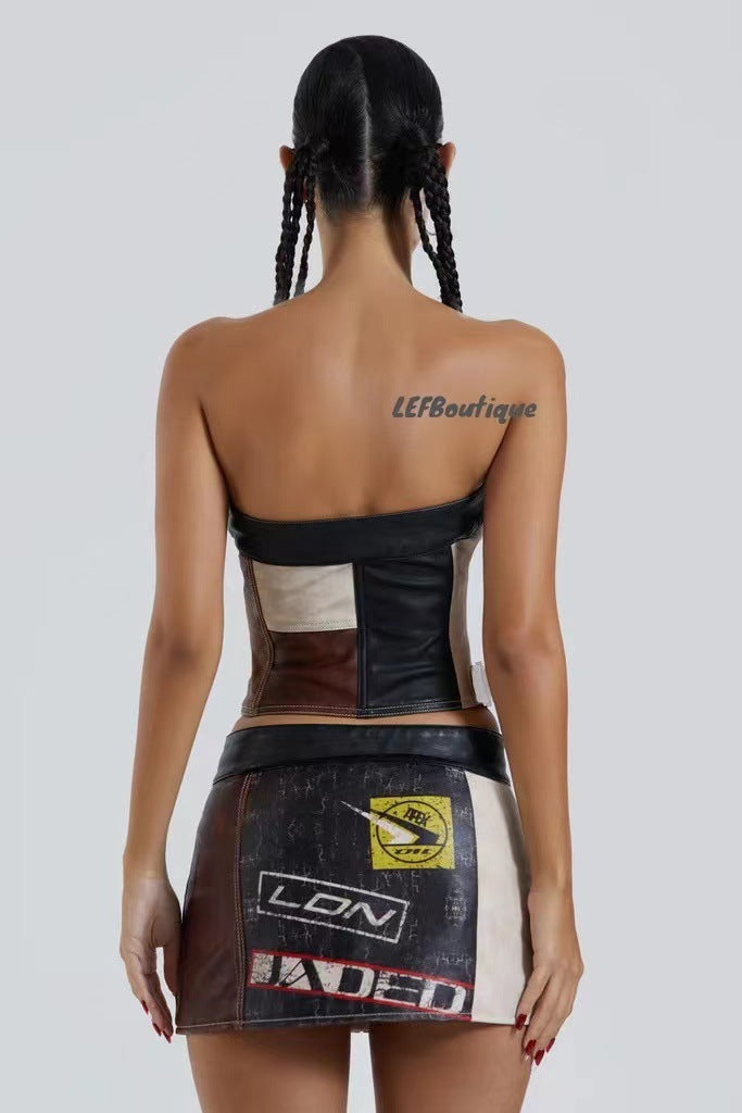 Women's Racing casual PU corset mini skirt small sizes