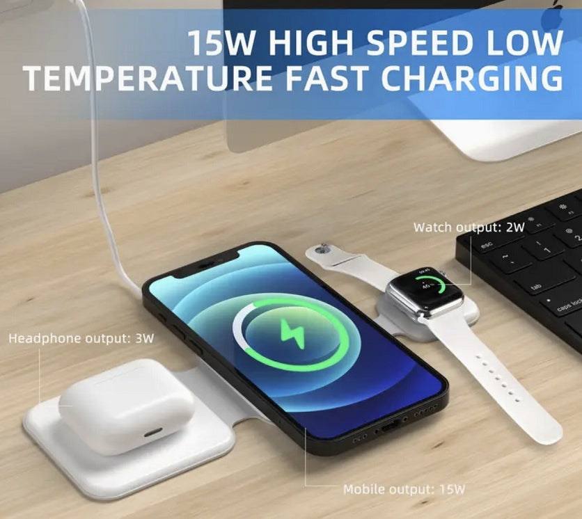 Gadgets 15W 3 In 1 Magnetische Drahtlose Ladestation Multi-gerät Klapp Magnetische Drahtlose Ladegerät