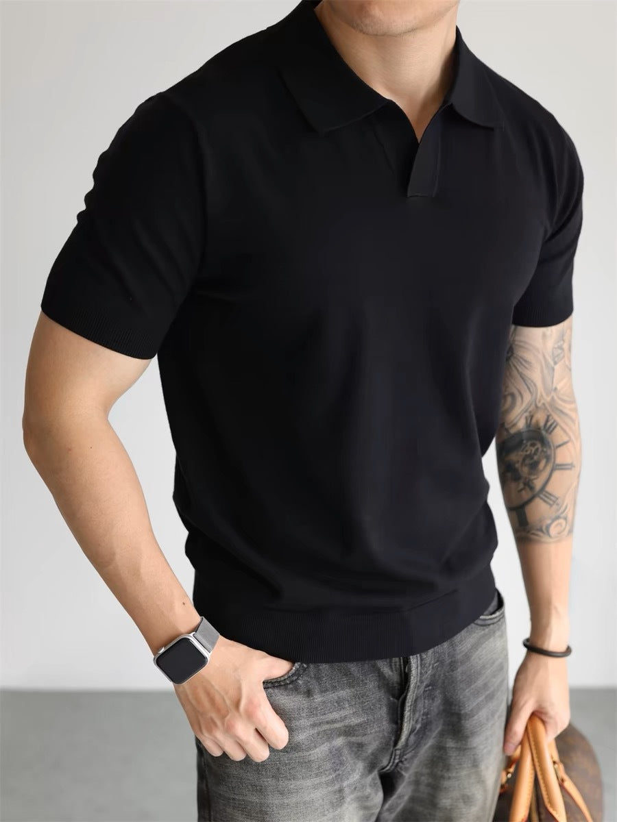 Men's T-shirt with casual loose lapel