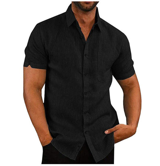 Men's Shirt Kurzarm Sommer Solid Hemden lässig Loose Tops T-Shirt