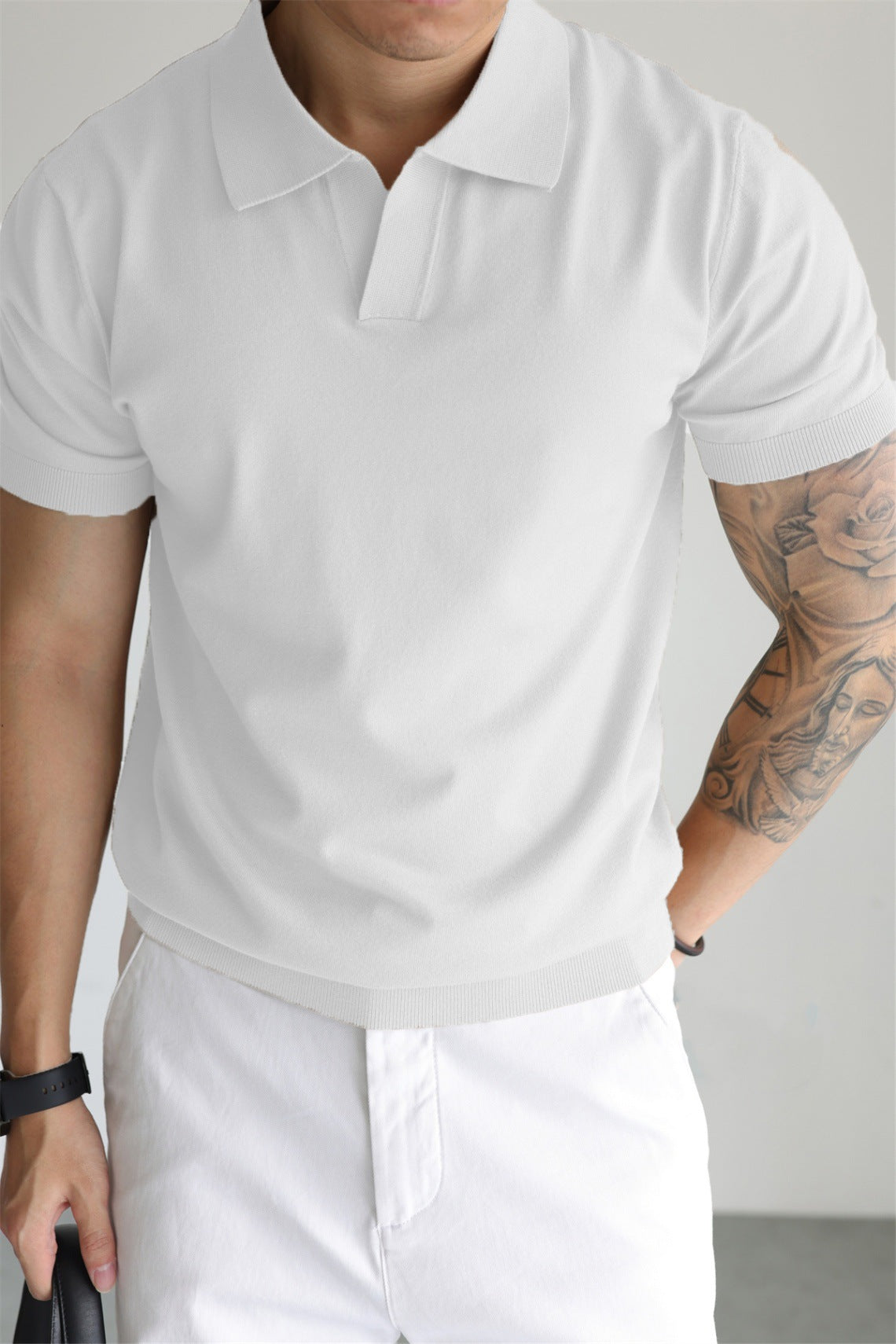 Men's T-shirt with casual loose lapel