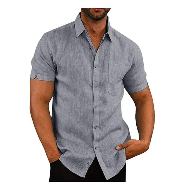 Men's Shirt Kurzarm Sommer Solid Hemden lässig Loose Tops T-Shirt