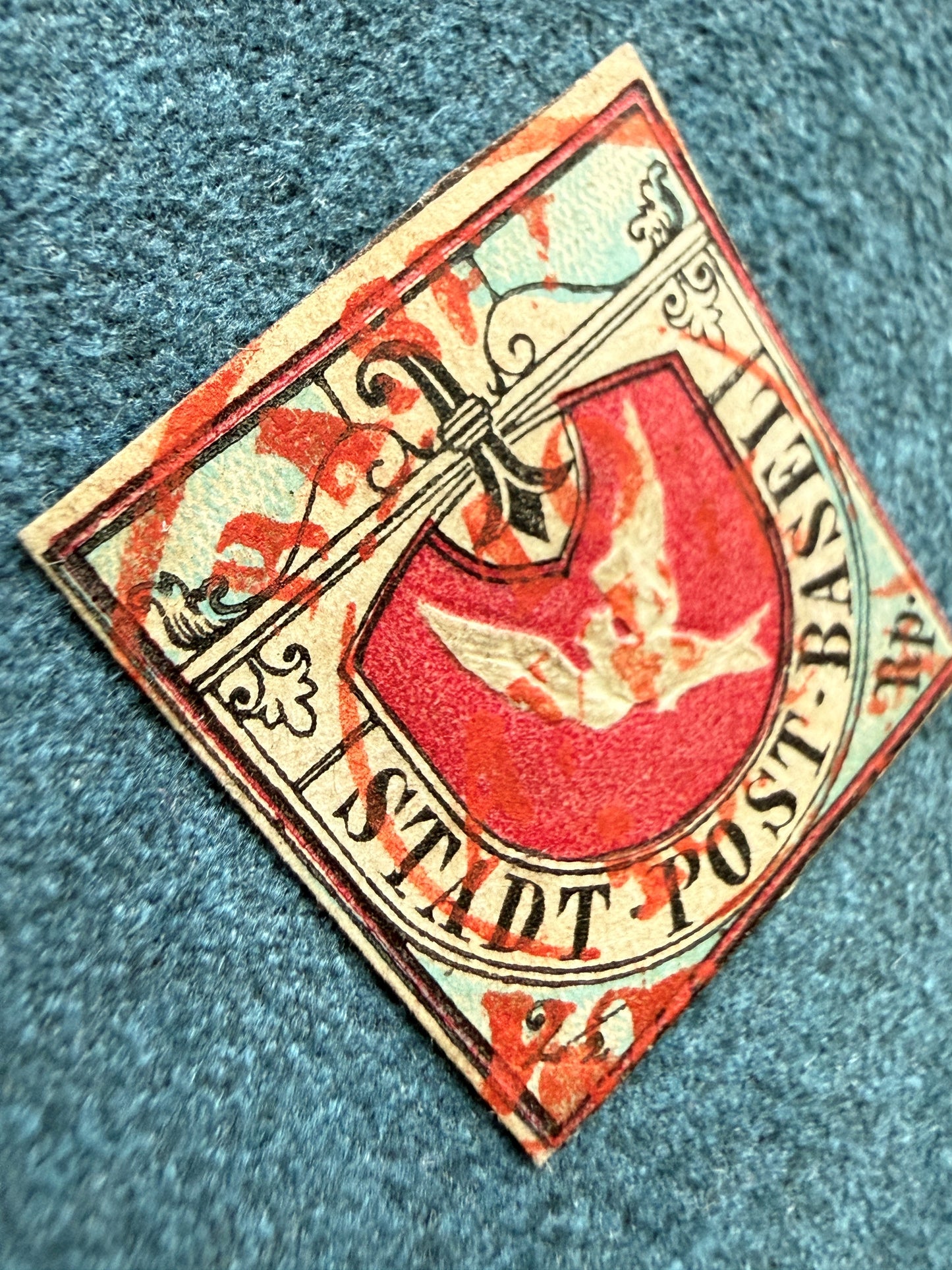 Basler Taube in einwandfreier Erhaltung, Farbenfrisch mit prächtigem Relief und Stempelrarität (Offerte auch auf Ricardo)