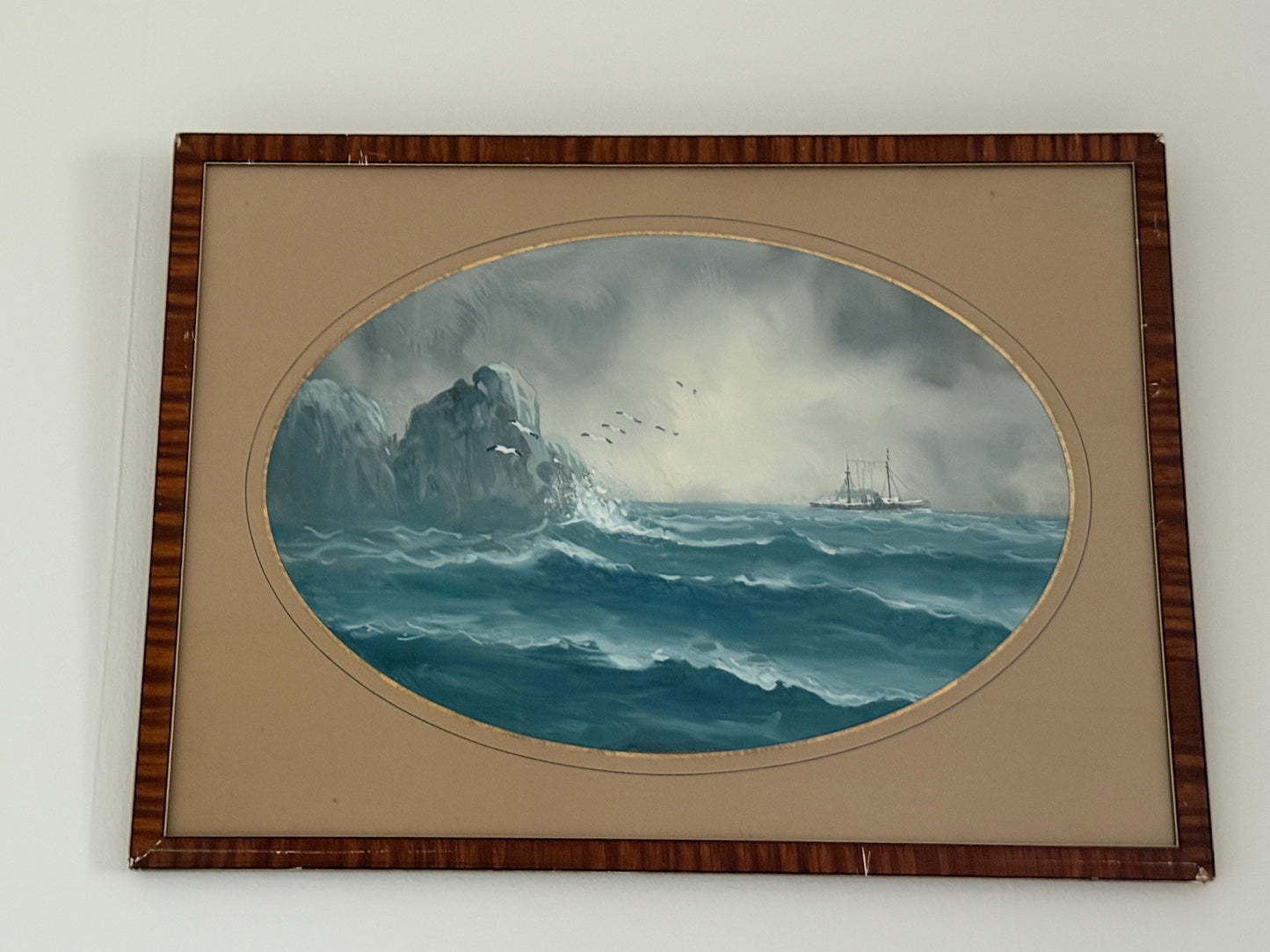 Aquarell auf Papier "Segelschiff im Wellengang" machen Sie den Preis !