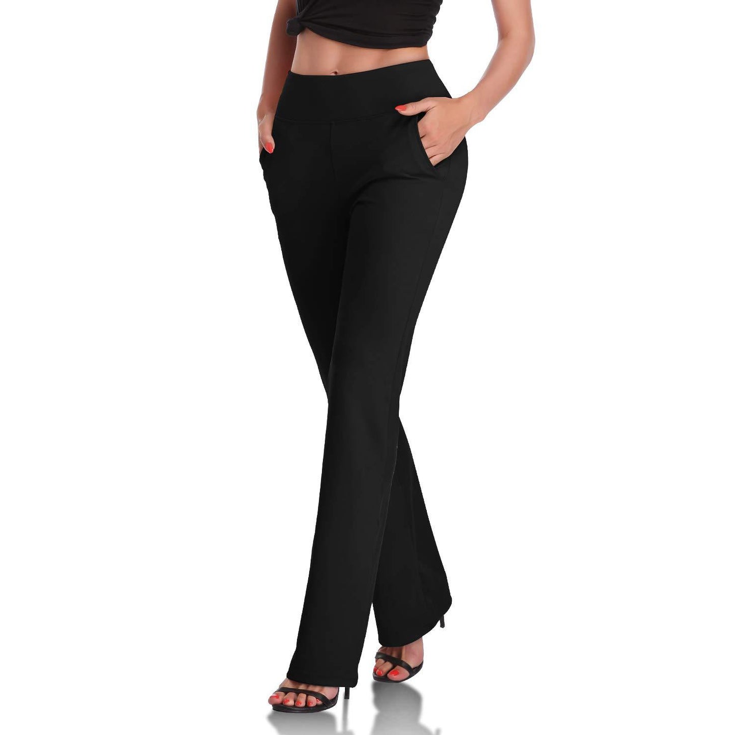 Women's knitted long and micro gusseted side pocket pants