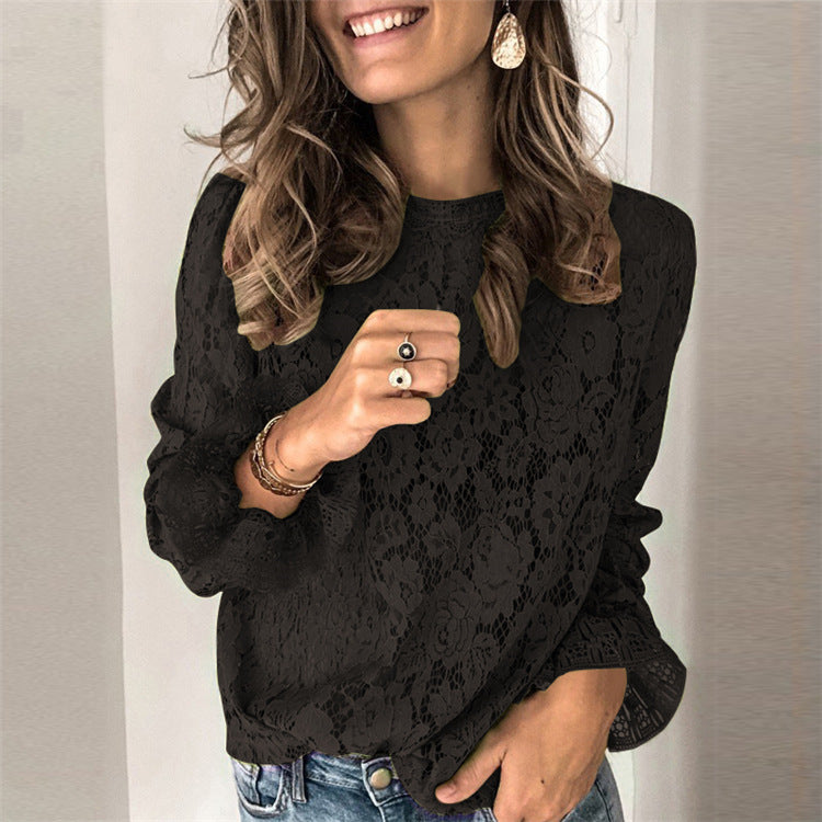 Women's hollow lace shirt