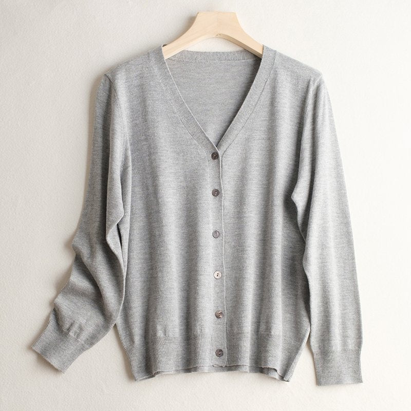 Women's Basic Style Commuter Coat Silk Knitted Cardigan Sweater