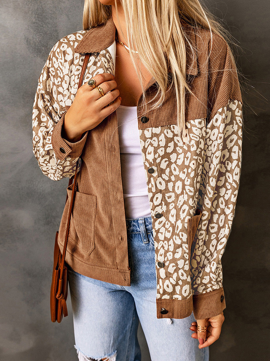 Women's corduroy jacket leopard