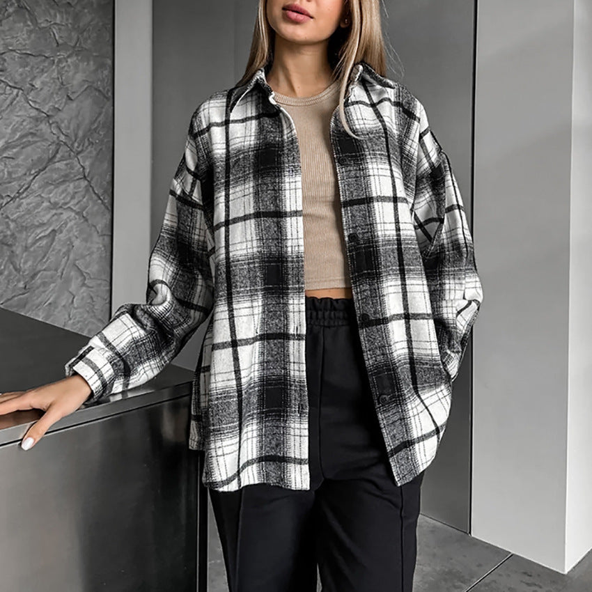 Women Classic American Plaid Shirt