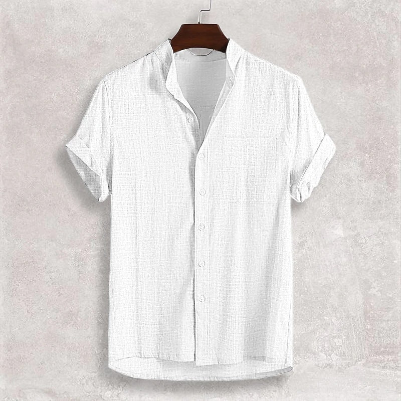 Cardigan da uomo in cotone con collo alto e maniche corte sottili