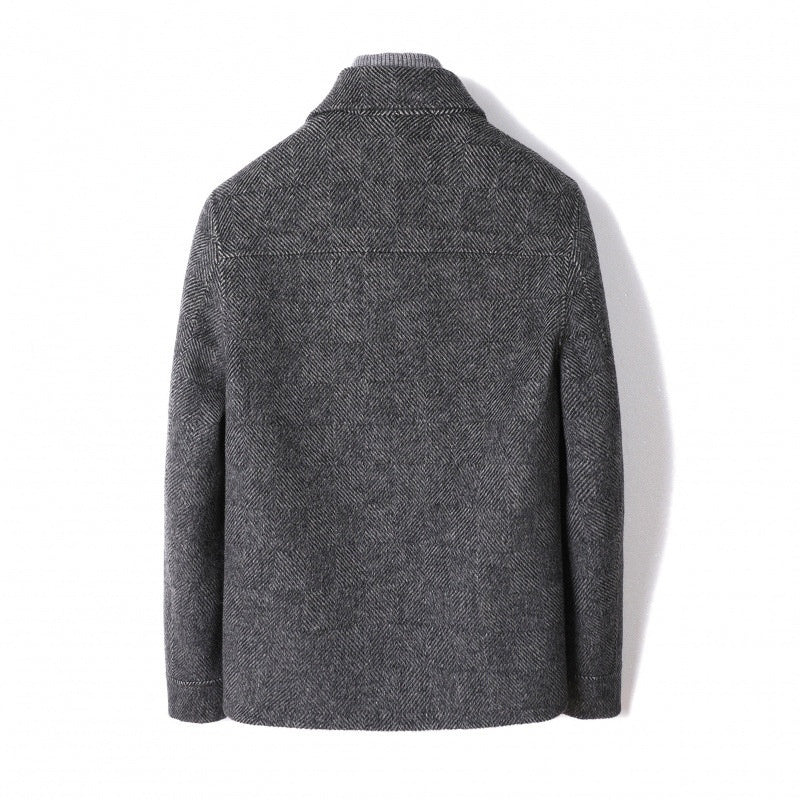 Giacca corta in lana e cashmere double face di alpaca da uomo