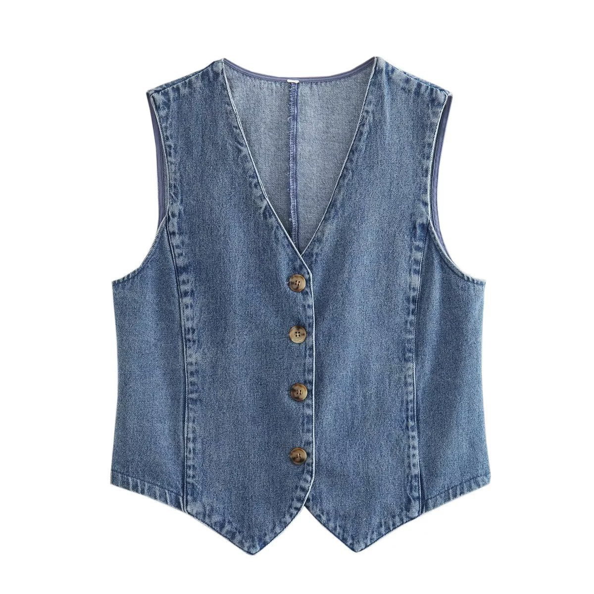 Women Fashion Denim Waistcoat Vest